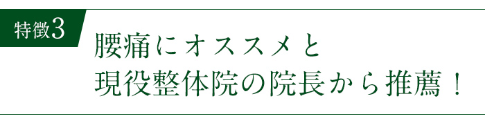 腰痛にオススメと現役整体院の院長から推薦！
